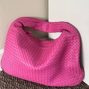 Pink Woven Hobo Bag
